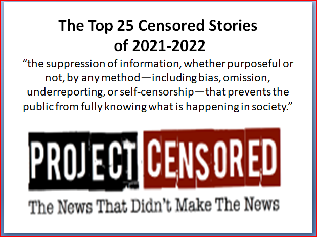 “Project Censored” List: Top 25 Most Censored News Stories Of The Year